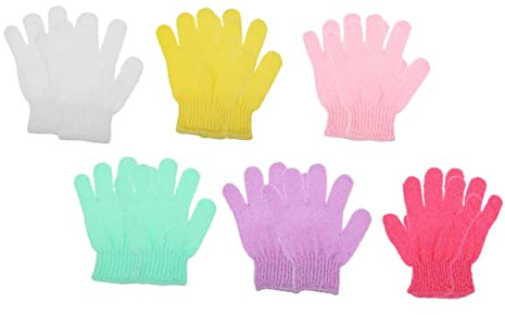 Mikinona Guante Exfoliante de Ducha de Nailon, Doble Cara y Elástico, 12 Piezas para Baño, Limpieza Corporal de Pecho y Piernas Color Aleatorio