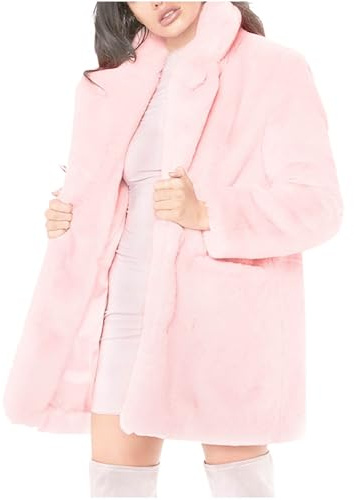 Women's Fuzzy Fleece Jacket Winter Warm Faux Fur Coat Lapel Open Front Outwear Cosy Fluffy Cardigan Solid Sherpa Shaggy Jackets Thickened Windproof Outwear Ladies Teddy Bear Coats
