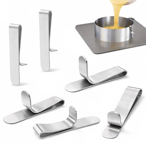 PartyKingdom - Mollette ad anello per torte in acciaio inox, 6 pezzi, stabili mollette anti-scivolo, accessori per anello regolabile da 6-10 cm, per cuocere torte mousse, dessert e torte a strati