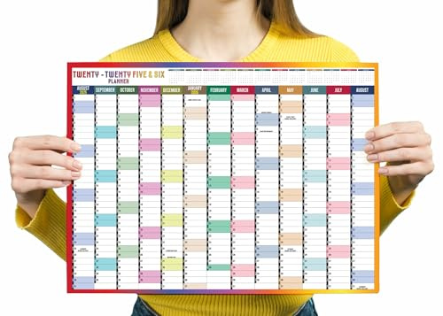 2025 2026 Wall Planner A3 Mid Year Academic Calendar Annual Study Chart Large Yearly Planner Aug to Aug Full Academic Year Planning Organizer School Office Work Poster 29.7 x 42.0 cm (Folded)(1Pc)