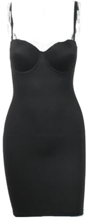 TTDGYYXW Damkroppsklänning Hellängd Shapewear Slips Naken Rak Tube Klänning Kropp Dam Mager Underklänningar Bygelkopp Svart