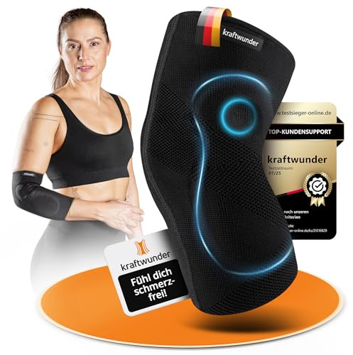 kraftwunder Ellenbogenbandage Tennisarm/Golferarm, Bandage mit Gel-Pelotten, Made in Germany, für Damen & Herren, Sport & Alltag (Schwarz, XL, Beidseitig)