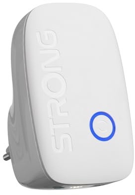 STRONG Ripetitore WiFi AC1200 da presa muro – Amplificatore WiFi potente Dual Band, WiFi extender per casa, WPS, porta LAN, ideale streaming e più dispositivi