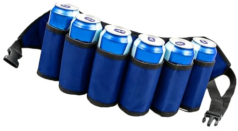 Xjdzineq Oxford Belt, Carrier Waist Pack, Drink Holder with Hidden Pocket Drinking Accessories Holds 6 Cans or Bottles Drink Can Holder