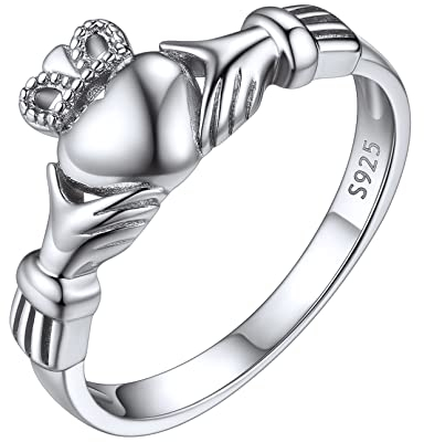 ChicSilver Silber Claddagh Ring für Damen Mädchen romantischer Liebesring Promise Ehering in Größe 18.9 Trauring Verlorbungsring Hochzeitsring Freundschaftsring für Mädchen Frauen