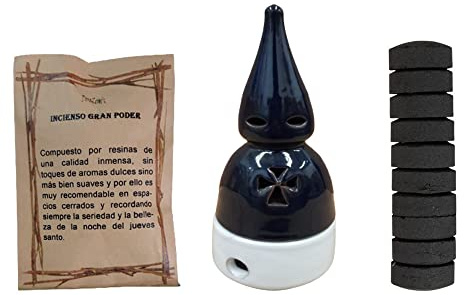 DoraZen Incensario Nazareno Cobalto y Blanco - Originales - incensario Semana Santa más 50 gr Gran Poder.