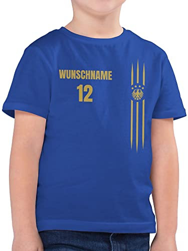 Kinder T-Shirt Jungen - 2026 Fussball WM Fanartikel - Deutschland Name und Nummer - 140 (9/11 Jahre) - Royalblau - Deutschland-Trikot em 2024 t Shirt fußball Germany Tshirt deutschlandtrikot