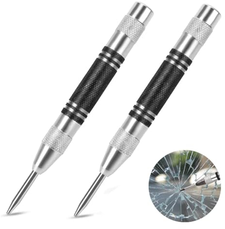 2 Stücke Körner Metall - Automatic Hole Punch,Selbstschlagender Körner,Automatik-Körner Marker Scriber Fenster Puncher