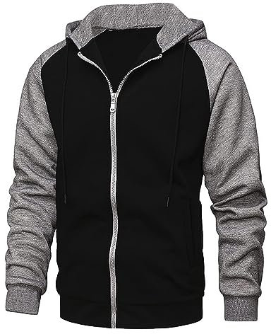 YawYews Sweatjacke Herren Zipper Hoodie Kapuzenjacke Herren Sweatjacke Mit Kapuze Sweatshirt Jacke Reißverschluss Schwarz 2XL