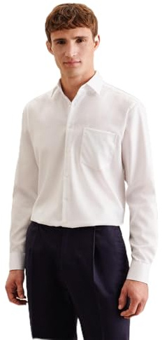 Seidensticker Camicia da Uomo Business, vestibilità Normale, Non necessita di Stiratura, Colletto Kent, Maniche Extra Lunghe, 100% Cotone, Bianco, 52