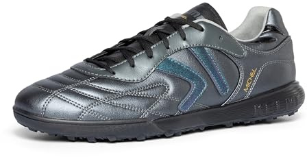 KELME Turf Soccer Shoes Mens Futsal Indoor Soccer Shoes Calf Skin Women Football Boots Arch Support Black, 6