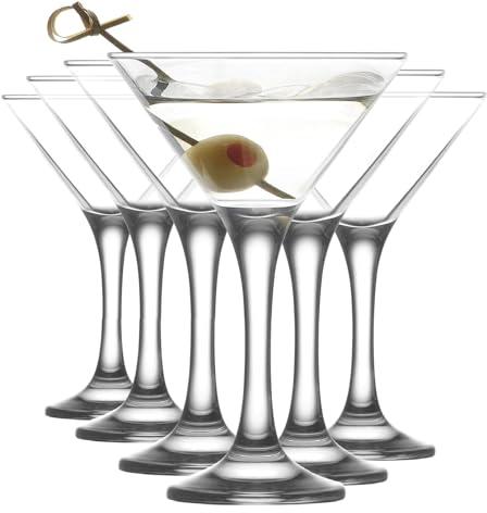 LAV Copas de Martini, 175ml, 100% SIN PLOMO, Juego de 6 Martini Clásico, Copas de Cóctel Perfectas, Copas de Martini