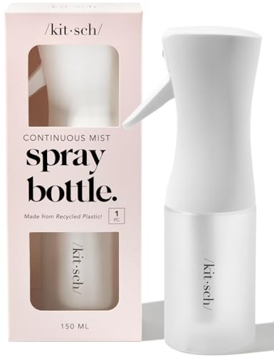 Kitsch Flacone spray continuo per capelli – Nebulizzatore d'acqua a nebbia fine – Flacone spray per capelli riciclato – Flaconi spray per pulizia, styling, piante e altro – Bianco, 150 ml