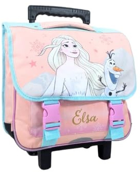 mybagstory - Cartable à roulettes - Trolley – La Reine des Neiges - Enfant - Ecole - Primaire - Maternelle - Garderie - Cartable Fille - Taille 38 cm - Bretelles réglables – roulettes – Idée Cadeau