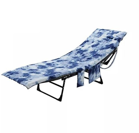 LKH Beach Sun Lounger Towels with Pockets & Shoulder Strap Beach Sunbed Towels Microfiber Quick Dry Cover for Sun Lounger Pool Chair Outdoor 210x75CM (Dyed Blue)