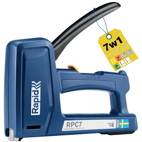 Rapid Robuster Bogen Tacker aus Holz - Kabeltacker 7in1 - Für Basteln, Polster und Teppiche - Robust und leicht - 50% Leichtere Kompression - Hergestellt in Schweden - Hefter RPC7