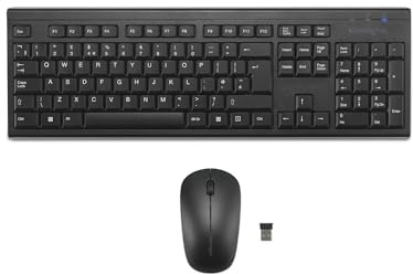 Kensington KM150 EQ Wireless Keyboard and Mouse Combo Set for Windows and MacOS, USB 2.4 GHz Nano Receiver, Full-Size Numpad Keyboard, 1200 DPI Silent Click Mouse (QWERTY UK Layout Black K75562UK)