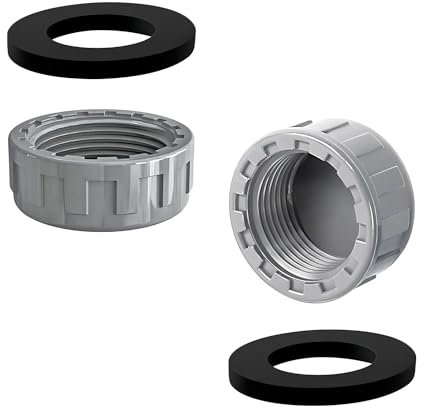 Ctyjia 2 Pack Female Thread Pipe Fitting Cap, 40mm Fitting Blanking Cap, PVC Blanking Stop Cap, Waste Pipe Blanking Cap wity Washer