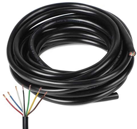 SWAWIS 5m Cable de Remolque 7 Polos, Cable de 7 Núcleos Redondo 0.8mm², Cable Eléctrico 7 Hilos para Remolque Caravanas Camiones Vehículos