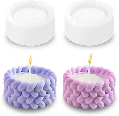 2 Stück kerzenform silikon 3D Rund Knot Form | Silikonformen Gießformen Kerzen | Wiederverwendbare Kerzen Silikonformen zum Gießen | DIY Kerzengießformen für Wachs Beton Gips