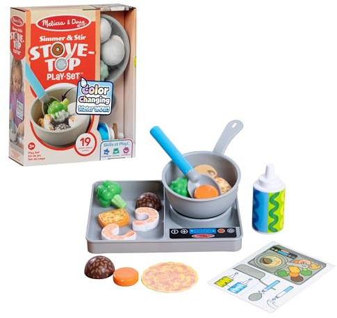 Melissa & Doug - Water Wow - Kit De Jeu Cuisinière 19 Pièces - Aliments Changeant De Couleur - Jeu Imitation - Jouet En Bois - Jeu D'Activité, Développement Et Apprentissage - Cadeau Enfant 3 Ans Et +
