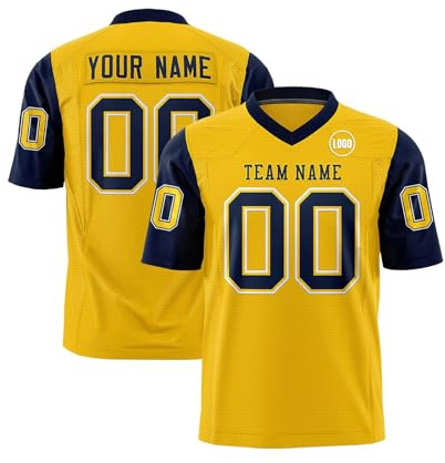 Maillot Football Personnalisé pour Adulte et Enfant, Homme et Femme Ballon Football Americain Oversize Sport Tee Rugby Shirt Personnalisable avec Nom Numéro L'équipe et Logo