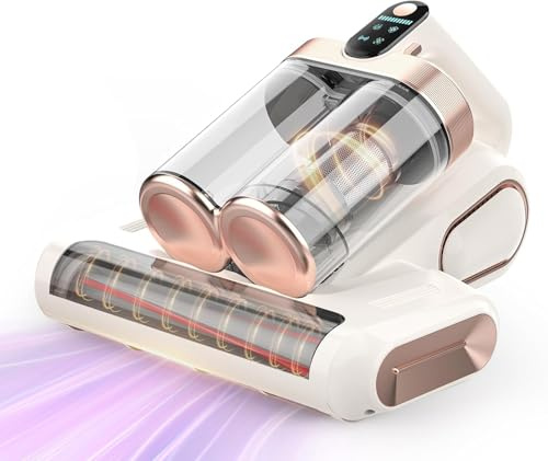 Mattress Vacuum Cleaner Cordless 16Kpa Bed Handheld Vacuum, Vacuum Cleaner with 253.7nm UV-C Light,HEPA Filter & Ultrasonic, Portable Vacuums for Bed Sofa Couch Crib Gifts for women men her white