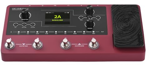 Kavolet Multi-Effekt-Pedal, Mehrzweck-Gitarren-Reverb-Delay-Looper-Drum-Live-Aufnahme für die Erstellung Elektrischer Musik, Rot (EU-Stecker)