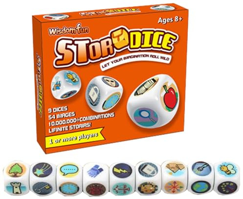 Cubi di storia creativa – Gioco di immaginazione a 9, 54 istruzioni pittorici per raccontare storie, coinvolgente attività familiare per adulti | Generatore narrativo portatile p