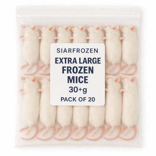 SiarFrozen™ Extra Large Frozen Mice +30g – Pack of 20 | Premium Whole Prey for Snakes, Reptiles & Birds of Prey | High-Protein, Clean & Hygienic