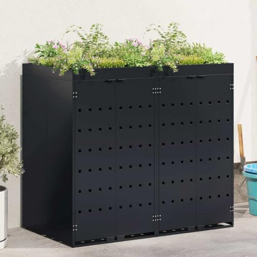 Générique Rangement de Poubelle à roulettes pour 2 poubelles Noir,Maison & Jardin,Produits ménagers,Accessoires pour conteneurs à déchets,Cache-conteneurs à déchets,Noir,50.2 KG,3394738