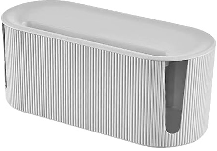 Scatola per cavi, 31 x 13,5 x 12,5 cm, grande scatola per la gestione dei cavi, multifunzione, antipolvere, con coperchio, ciabatta e nascondere i cavi (bianco)