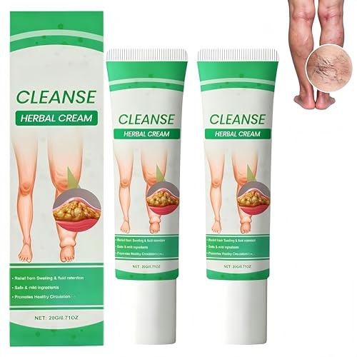 Crema per Gambe, Drenaggio Linfatico e Stimolo della Circolazione, Unguento Antigonfiore per Gambe Pesanti, Effetto Rinfrescante per Gambe Stanche e Dolenti, Migliora il Benessere Cutaneo (2 Pezzo)