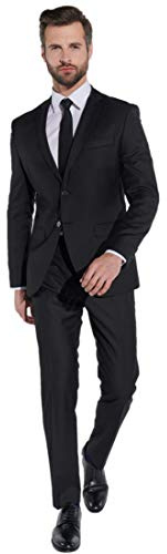 Steffen Klein Herren Designer Anzug - Slim Fit - Größe 106 - Zweiteiler Business Anzug - Schwarz