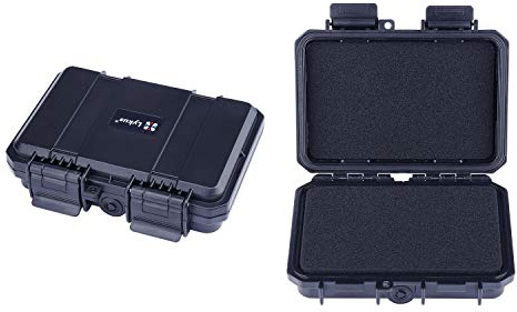 Lykus HC-1410 Mini Hard Case Dry Box with Foam Insert, Interior Size 14x9x3.8 cm, IP66 Splash-Proof