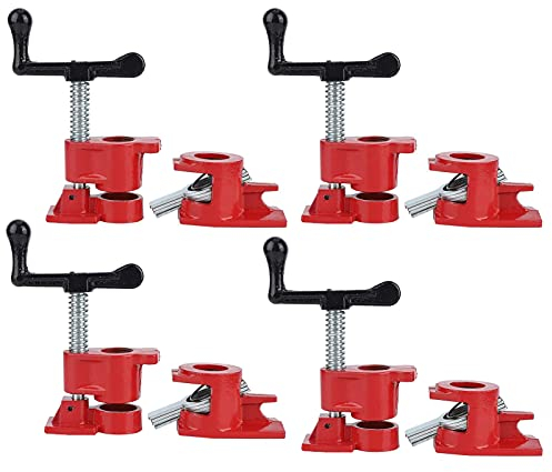 Pipe Screw Clamps 3/4 Inch Woodworking Clamp, Body Clamp, Joint Clamp Pipe Clamps, 4 Set Metal Clamp Set Woodworking Vice for Woodworking DIY Hand Tool Kit