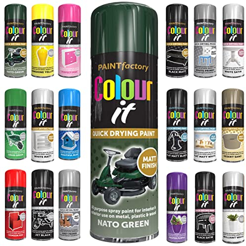 Classic Signature - 1 x All Purpose Nato Green Aerosol Spray Paint 250ml Quick Drying Spray, Fast Dry and Excellent Coverage for Wood, Metal, Plastic and more