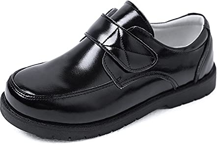 YUNICUS Pojkar Slip On Loafer Boy bröllop skoluniform skor, ljus svart, 31 EU