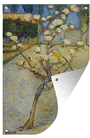 MuchoWow Poster exterieur Poirier en fleurs - Vincent van Gogh Decoration murale 40x60 cm Résistant aux intempéries/soleil