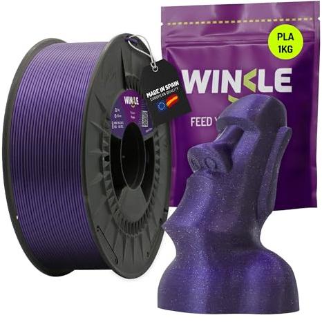 WINKLE Filamento PLA HD Glitter 1.75mm Púrpura, 1kg Filamento Impresora 3D