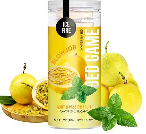 Flavored Edible Lube for Oral Blowjob Jelly Sex Oral Water for Couple Adult, No Rinse Lubricant 10-Pack (Passion Fruit & Mint)