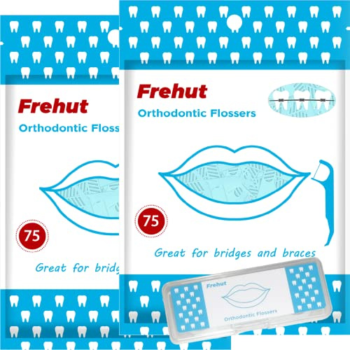 Frehut 150 Count Orthodontic Flossers for Braces - Ortho Dental Floss Picks
