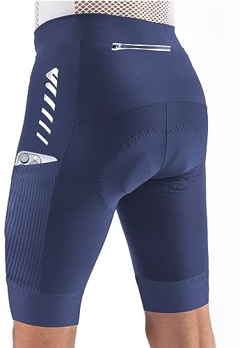 Lo.gas Radhose Herren Kurz Gepolstert 4D Fahrradhose Herren Kurz Gepolstert Schnelltrockende Elastische mit Reflektorstreifen,Blau,L