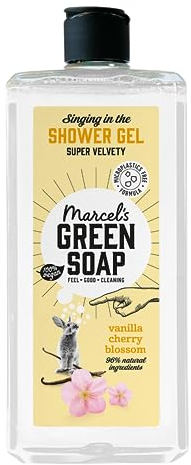 Marcel's Green Soap - Gel doccia Vanilla & Cherry Blossom - Senza microplastica - Bottiglia di plastica riciclata al 100% - 99% biodegradabile - 100% vegano