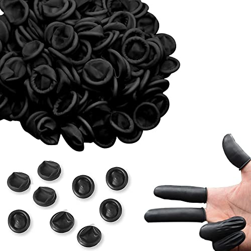 200 guanti protettivi in lattice per dita in gomma, industriali, colore nero