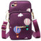 EZZLife Portable Phone Bags, 3.54 * 6.69in Women Crossbody Bag 3 Layers Zipper Nylon Mobile Phone Bags Purse Shoulder Wallet Bag for Women Girls Birthday Gift, Purple