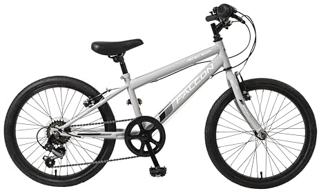 Falcon Jetstream 20 Kids Rigid Bike | Junior MTB Style Girls Boys Sport Bicycle | 6 Speed, Adjustable Height | Grey | Ages 6+