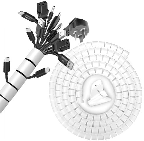 AiQInu 3M Organizador Cables, 2 Piezas 22-28mm Recoge Cables, Esconder Cables para Office, PC, Cocina, TV, USB