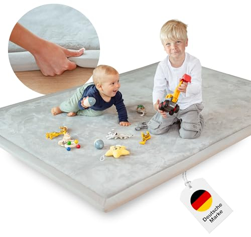BabybeFun Krabbelmatte Baby - kuschelig weich - 3cm Dicke Spielmatte - schützt vor Stößen - Teppich Kinderzimmer 150x200cm - rutschfeste Schaumstoffmatte - Spielteppich Kinder - Krabbeldecke warm