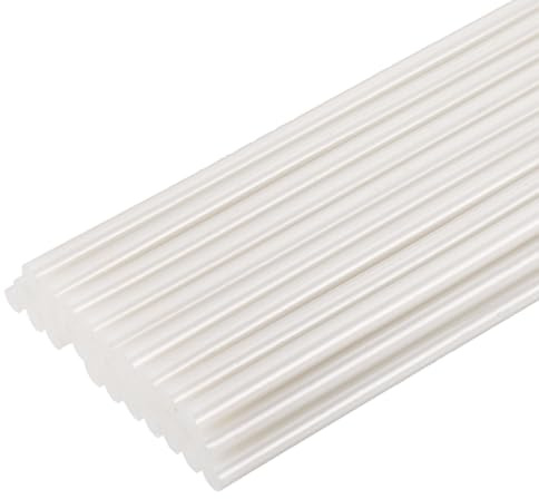 QUARKZMAN 30Pz Bastoncini a Caldo di EVA Dimensione Completa 7mm x 200mm Sticks Piccoli Adesivi per Pistola Colla a Caldo, Bianco Metallizzato